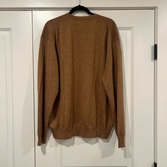 Andrews Inc. Men's Vneck Sweater 100% Extrafine Merino Wool Brown‎ Size XXL - Picture 5 of 8